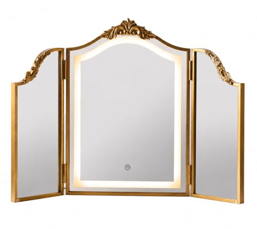 Antique Gold Foldable LED Mirror