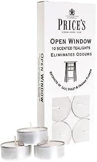 Price's - Open Window Tealights - Pack of 10 - Odour Eliminating Tealights - Made with Lily, Violet and Orange Flower Extracts - Clean, Fresh, Quality Fragrance - Long Lasting Scent