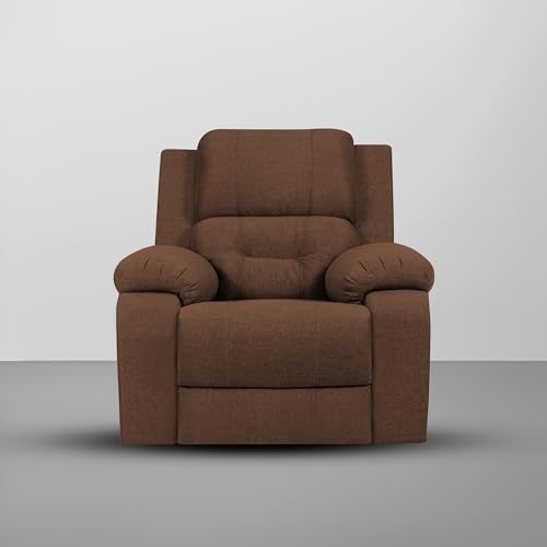 Image of Casaliving Taylor Comfy Fabric Single Seater Recliner Chair, Recliner Sofa for Relaxing, Brown, Modern, Medium Size