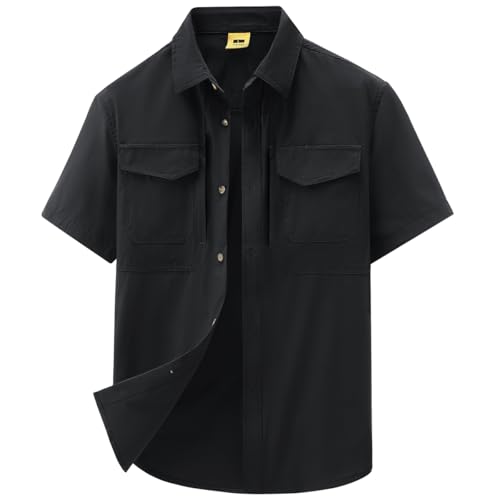 Men's UPF 50+ UV Short Sleeve Hiking Fishing Shirt Quick Dry Cooling Sun Protection Shirt for Travel Safari