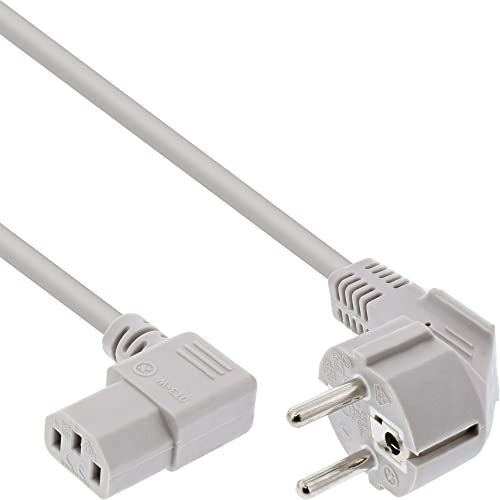InLine 16647B - Cable (1 m, Male connector / Female connector, C13 acoplador, CEE7/7, Gris)