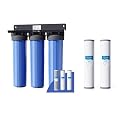 Waterdrop 3-Stage Whole House Water Filter System,Reduce Iron&Manganese,with Carbon &Sediment Filters with Replacement WD-WH20F-2