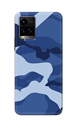 Image of PRINTFIDAA Printed Hard Back Cover Case for Vivo Y33S | Vivo Y33T | Vivo Y32 Back Cover (Army Blue Pattern) -702