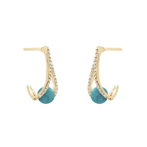 Créoles turquoise petites boucles d'oreilles simples et délicates - 3
