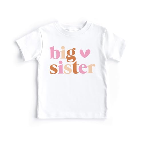Boho Girls Big Sister Shirt - Retro New Big Sister - Pregnancy Reveal Baby Birth Announcement - Natural Toddler Youth Tee3
