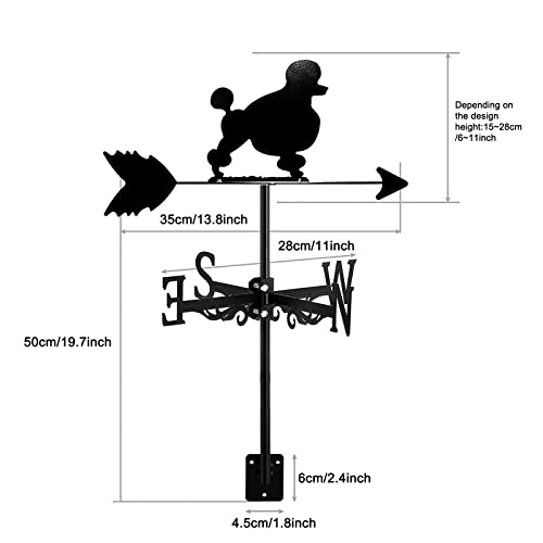 Girouette Jardin Métal Antirouille Chien Solution Déco Toit - 3