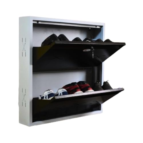 Image of I Metal Shoe Rack I Slim and Wall Mounted I 2 Shelves (Brown Colour) I Coad LC 2L-02 BR I Height 30 Inches, Width 29 Inches, Depth 5.5 Inches I 3 Years Warranty.