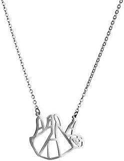 La Menagerie Sloth Silver Origami Jewellery - Silver Geometric Chain Necklace  925 Sterling Plated Silver Necklace for Women & Girls  Stylish Sloth Pendant Necklace