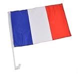 INCLUS : Drapeau en Polyester avec Hampe pour Voiture 45 x 30 cm Bleu Blanc Rouge