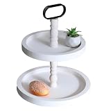TNQNCFL Rustic 2 Tiered Tray Decor, Coffee Color, Wooden Material, Round Shape