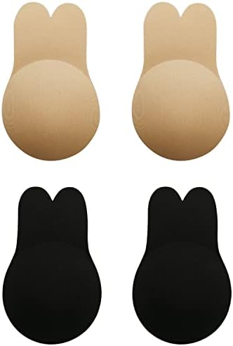 HOBEN Silicone Sticky Push Up Strapless Bra,Adhesive Invisible Backless Nipple Covers Nude
