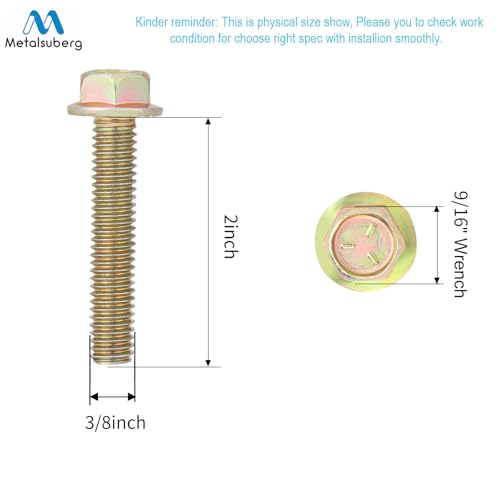 Image of 3 /8 inch x 2 inch Flanged Hex Toothed Bolt by Color Zinc Plated, Alloy Steel,Grade 5.(10pcs Pack) by Metalsuberg