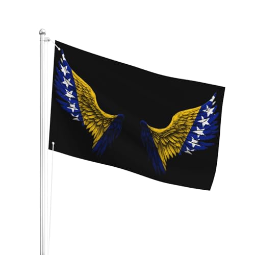 Color Vivo Bandera Del Patio Bosnio Bandera De Jardín Resistente A La Intemperie Bandera De Terraza Para Hogar, Granja, Césped, 3X5 Ft