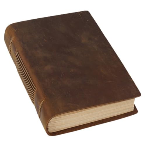 MOTHNUR レトロデザイン携帯用ノート 牛革製厚手素材 ビジネス日記帳 手書きスケッチ兼用 学生向けシンプルファッションメモ帳