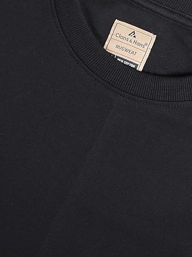 Image of Clans & Hans Men's Cotton Casual Crew Neck Sweatshirt - Heavyweight 240 GSM French Terry Fabric|Relaxed Fit Pullover|Essential Streetwear Sweatshirt for Men