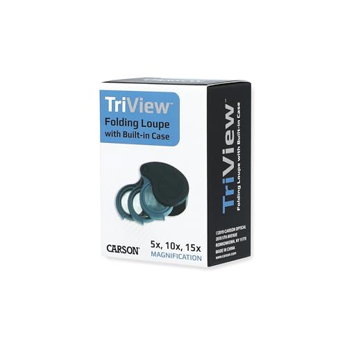 Carson TriView 5x/10x/15x Taschenlupe mit Kombinationslinsen und Schutzhülle (TV-15)