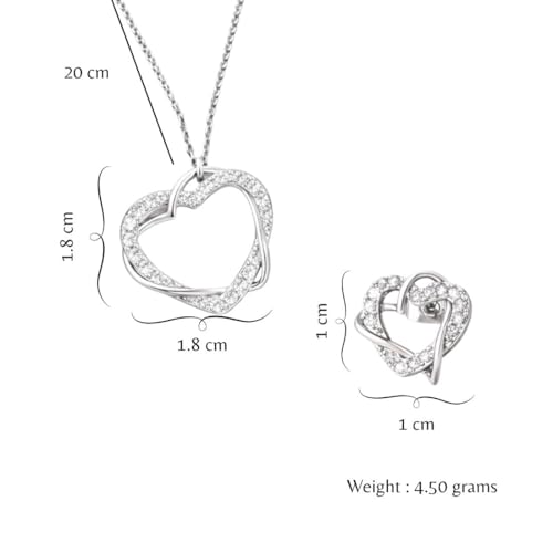 Image of Nilu's Collection Rose Gold & Silver Plated Heart Pendant with American Diamond - Elegant Pendant for Girls - Ideal Gift for Valentine's /Birthday /Dates