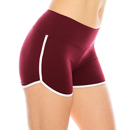 ALWAYS Booty Shorts for Women - Sexy Cute Soft Yoga Dance Dolphin Shorts Burgundy White 2XL