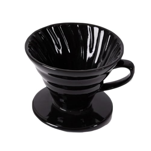 Didiseaon Taza de Filtro de Café de Cerámica Forma de Cono para Personas Cafetera Manual de Diseño Elegante para Doméstico y Oficina Color Negro