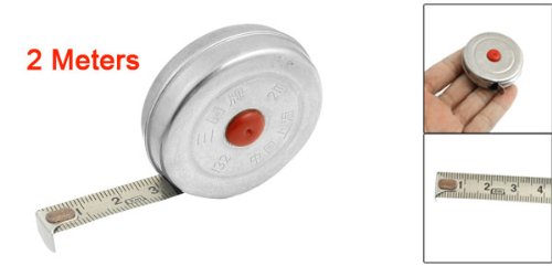 Cinta métrica de bolsillo de 2 metros acero inoxidable tono plata miniatura 2