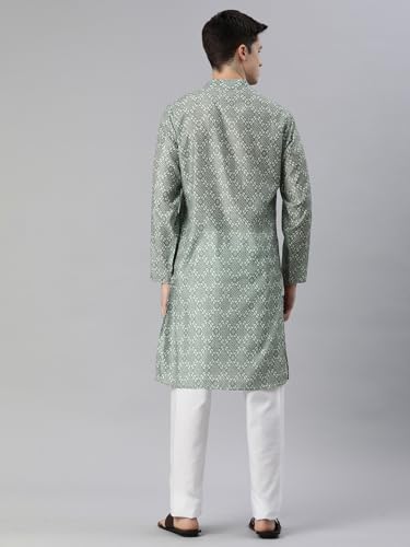 Image of Majestic Man Men's Cotton Blend Regular Fit Casual Ethnic Motifs Abstract Printed Kurta