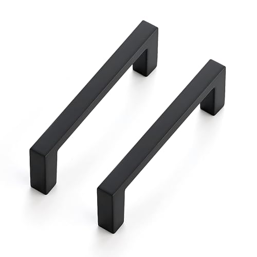 Image of Ravinte 20 Pack Matte Black Cabinet Pulls, 3 Inch (76mm) Hole Center Slim Kitchen Handles, Square Drawer Pulls for Cabinets & Cupboards, Hardware