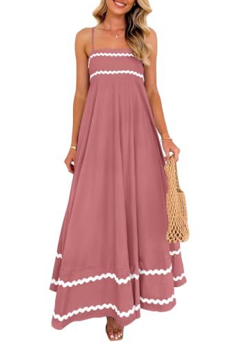 Image of PRETTYGARDEN Women's 2026 Summer Flowy Maxi Dress Casual Sleeveless Spaghetti Strap Ruffle Beach Long Dresses