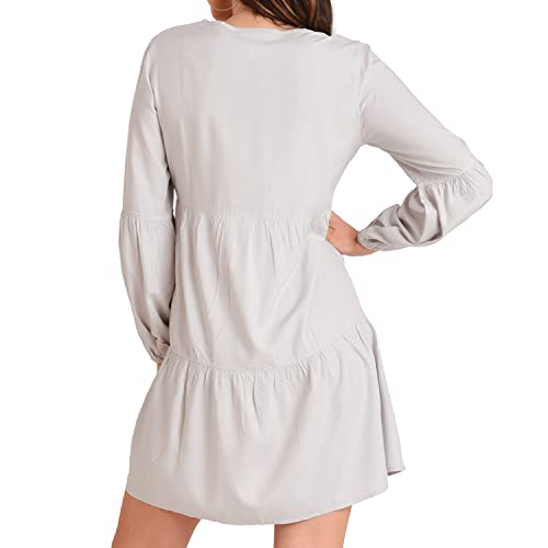 Image of Miss Lavish London Women's V Neck Tiered Summer Dress Casual Short Sleeve Swing T Shirt Mini Dresses