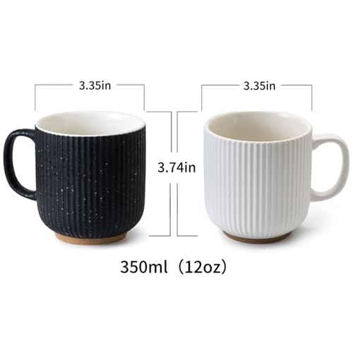 Juego de 4 mugs de cerámica negro y blanco 350 ml miniatura 2