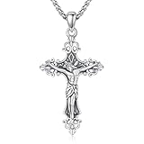 ARGENT STERLING 925 --- Le pendentif croix Jésus est fabriqué en argent sterling 925, sans nickel, sans plomb et sans danger pour la peau. Une technologie de polissage professionnelle rend chaque détail de l'article délicat. Vous serez satisfait de sa haute qualité