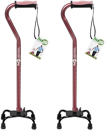 Hugo Adjustable Quad Walking Cane, Rose (Pack of 2) -  Hugo Mobility, 731-854