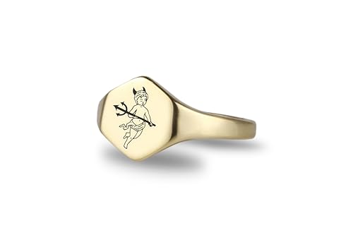 Chevalière Cupidon Maléfique bague de couple hipster symbole d'un amour unique style tatouage