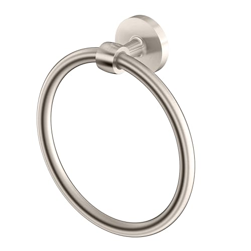 Image of Gatco 5212SN Gibson Towel Ring, Wall Mounted Hand Towel Holder for Bathroom Vanity & Sink, Decorative Satin Nickel Bathroom Hardware