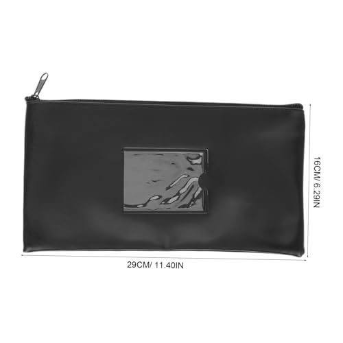 Bank Deposit Bag with Zipper Compact PU Money Pouch for Cash Coins and Elegant Design with Transparent Window Portable Utility for Everyday Use2