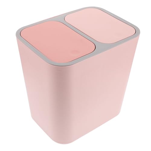 Poubelle cuisine double couvercle rose ibasenice a deux compartiments