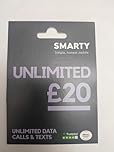 ZIDIOR SMARTY Unlimited Data SIM Card £20, Unlimited UK Data, Calls & Texts, No Contract, Prepaid Mobile Plan, 1-Month Rolling, 5G Ready, Trusted UK Network