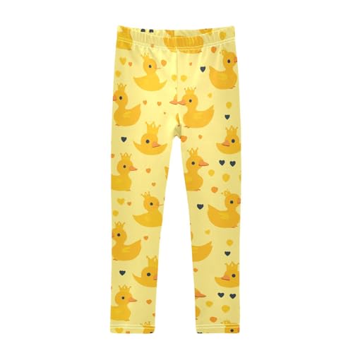 Yellow Duck Girls' Leggings Toddler Doodles Crown Kids Yoga Pants Dance Active Tights 4T