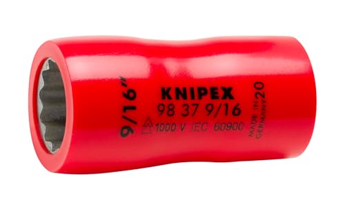 Vaso hexagonal aislado KNIPEX 98 37 de 9/16 pulgadas con cuadradillo de 3/8 2