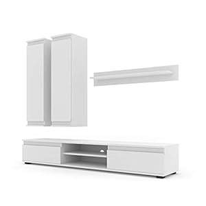 BIM Furniture TV-wand LUSIA 3 kastwand televisietafel hangende kast plank woonkamer meubelset (wit)