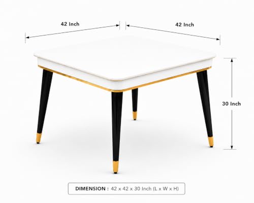 Image of WOODEN SPACE 4 Seater Wooden Dining Table Set | Urban Marble Top Dining Table with Chairs for Dining Room & Kitchen (Modern Infinity Backline Dark Grey) (42 x 42 x 30 inch)