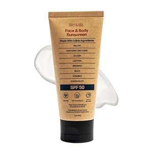 Non-Toxic Natural Mineral Sunscreen SPF 50 | Safest Organic Natural Tallow & Zinc Oxide Sunblock | Reef Safe, Clean Non-Greasy Formula for Face and Body | Women and Men. 3 oz (85 g)