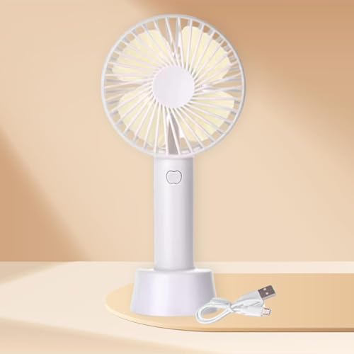 Image of One94Store Compact Mini Fan White, Portable USB Rechargeable Fan High Speed Handheld Table Fan with Stand, Small Personal Cooling Desk Travel Fan for Home Office Outdoor