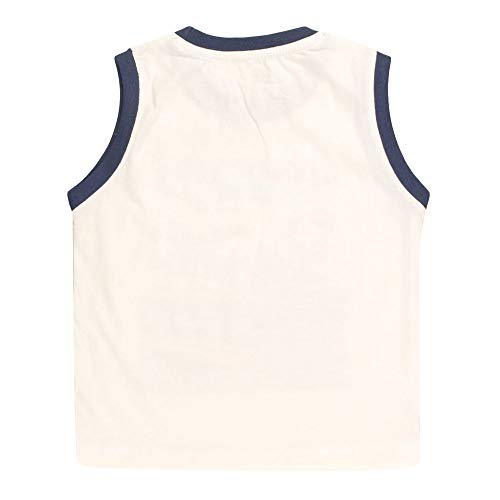 Hopscotch Cucumber Baby Boys Cotton Text Print Sleeveless Vest in White