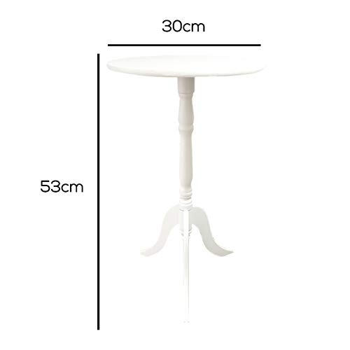 Mesa De Canto Redonda Mdf Retrô Decoração Branco 53cm X 30cm