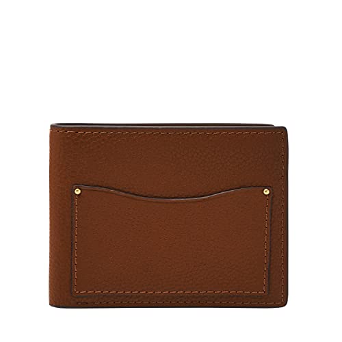 Image of Fossil Men's Anderson Leather Slim Minimalist Bifold Front Pocket Wallet, Brown, (Model: ML4577210)