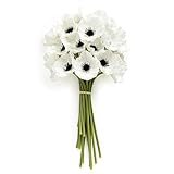 Ling's moment Poppy Flowers Artificial, Faux Silk Poppies for DIY Bouquet, Bulk Fake Wedding Filler Flowers for Centerpieces Arrangements Bridal Shower Decorations, White