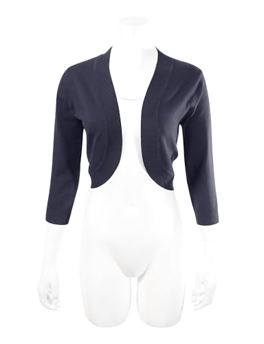 Image of Allsense Women's 3 /4 Sleeve Bolero Shrug for Dresses | Open Front Cropped Cardigan, Lightweight Knit Dress Cover Up