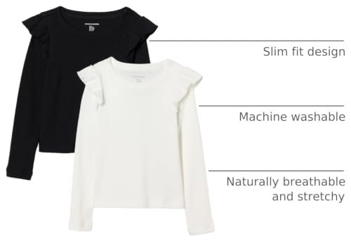 Image of Amazon Essentials Girls and Toddlers' Long Sleeve Ruffle T-Shirt