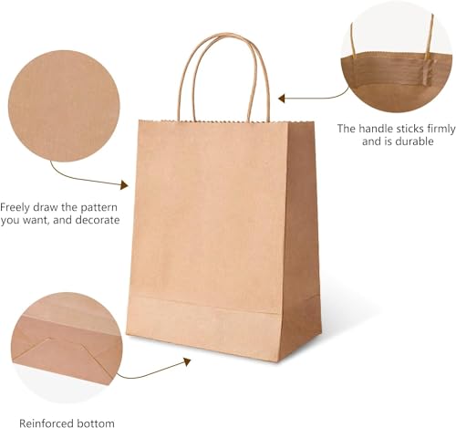 Image of Aakriti Gift Bags - Brown Paper Bags With Handles for Wedding, Party Favors, Kraft Grocery Shopping, Retail Merchandise (8.5 inchx4.5 inchx11 inch, Pack of 25)
