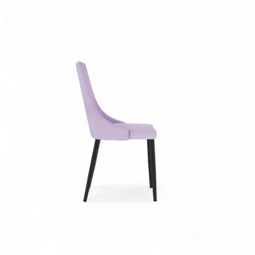 Image of Finch Fox Taskpro Modern Unique Velvet Upholstered Seating Living Room Dining Chair with Black Metal Legs in Lavender Color